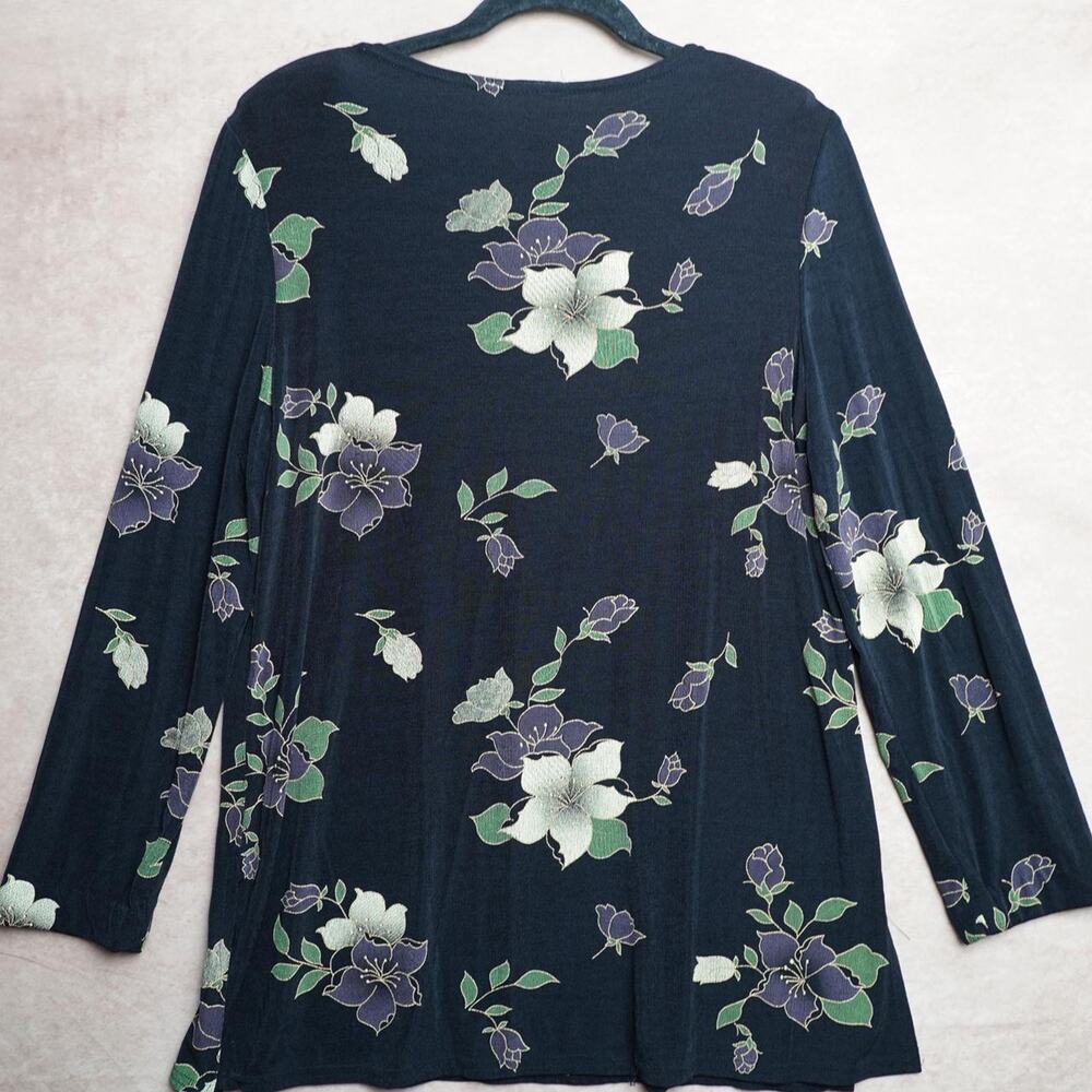 Vintage 90s Floral Long Sleeve Top Medium - Picture 3 of 4